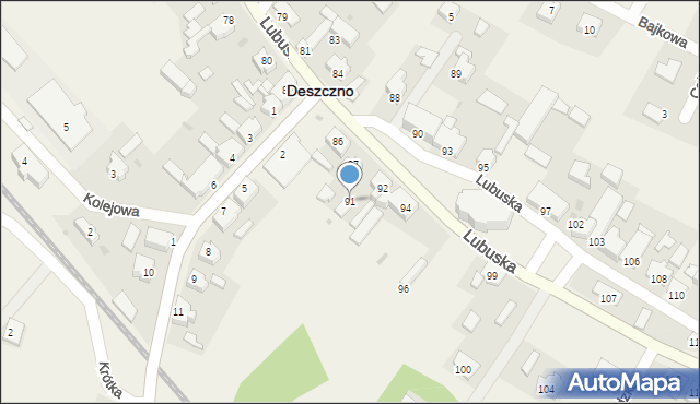 Deszczno, Lubuska, 91, mapa Deszczno