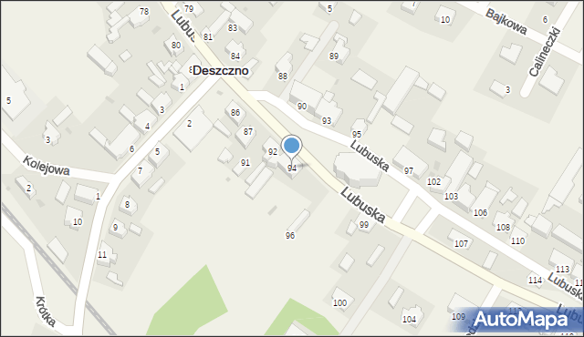 Deszczno, Lubuska, 94, mapa Deszczno