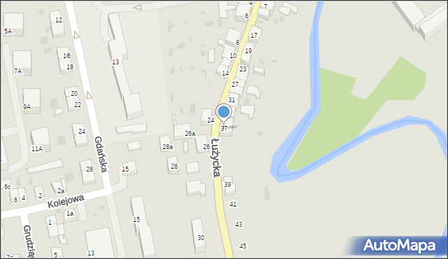 Dobre Miasto, Łużycka, 37, mapa Dobre Miasto