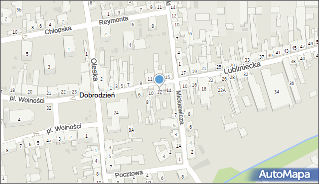 Dobrodzień, Lubliniecka, 12, mapa Dobrodzień