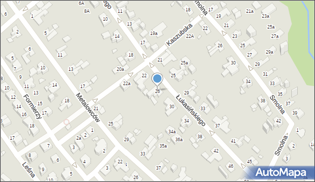 Elbląg, Łukasińskiego Waleriana, mjr., 26, mapa Elbląga