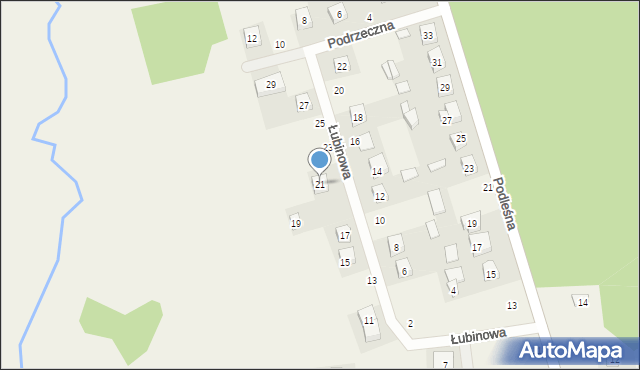 Gieczno, Łubinowa, 21, mapa Gieczno