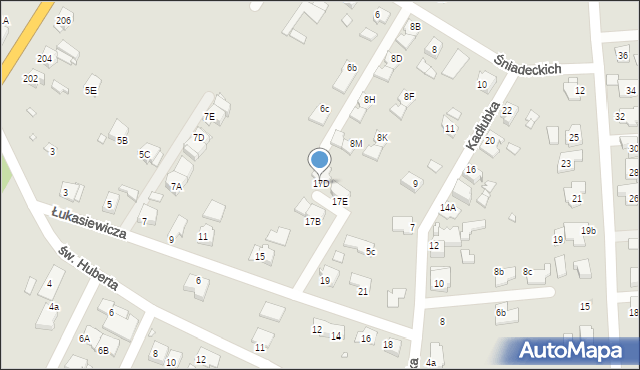 Gliwice, Łukasiewicza Ignacego, 17D, mapa Gliwic