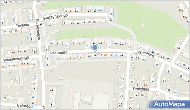 Gliwice, Luksemburg Róży, 14, mapa Gliwic