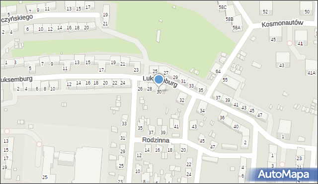 Gliwice, Luksemburg Róży, 30, mapa Gliwic