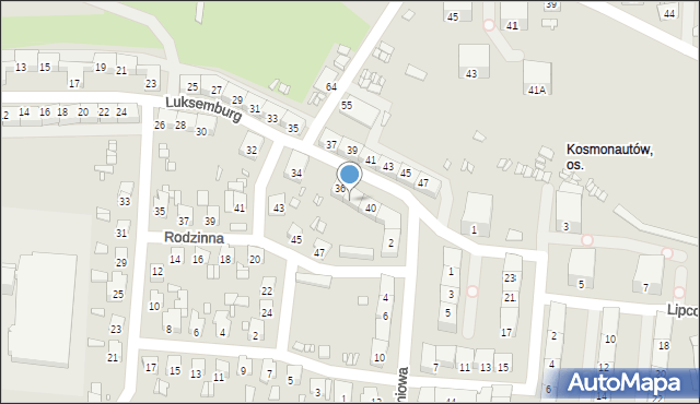 Gliwice, Luksemburg Róży, 38, mapa Gliwic