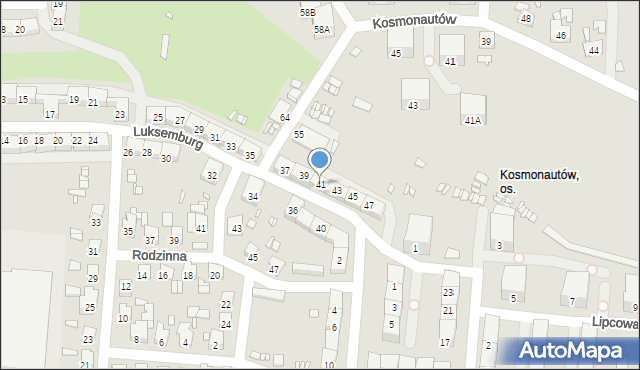 Gliwice, Luksemburg Róży, 41, mapa Gliwic