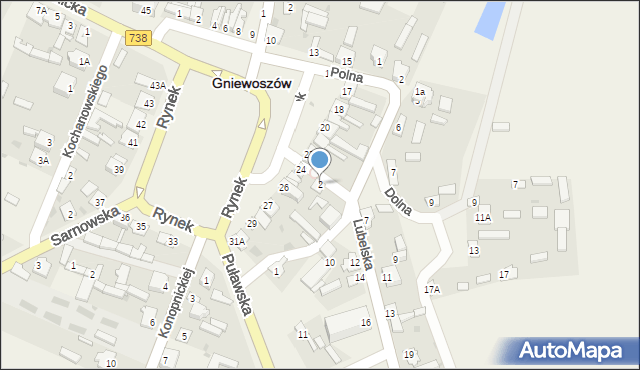 Gniewoszów, Lubelska, 2, mapa Gniewoszów