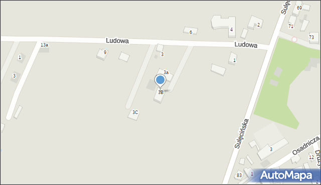 Gorzów Wielkopolski, Ludowa, 3B, mapa Gorzów Wielkopolski