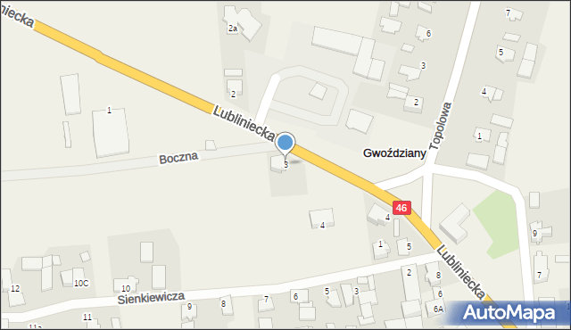 Gwoździany, Lubliniecka, 3, mapa Gwoździany