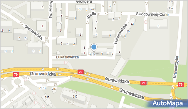 Jaworzno, Łukasiewicza Ignacego, 1a, mapa Jaworzno