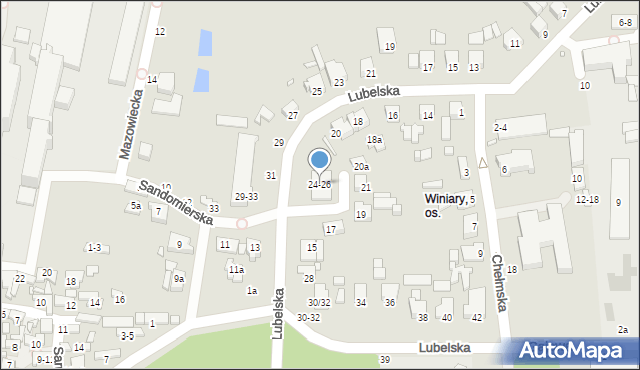 Kalisz, Lubelska, 24-26, mapa Kalisza