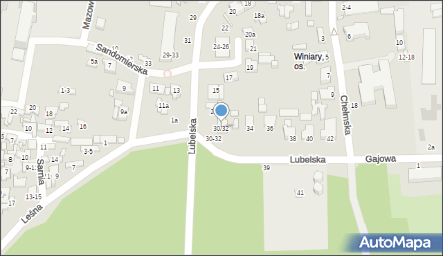 Kalisz, Lubelska, 30/32, mapa Kalisza