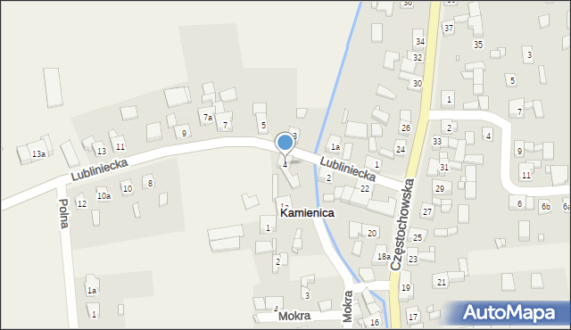 Kamienica, Lubliniecka, 4, mapa Kamienica