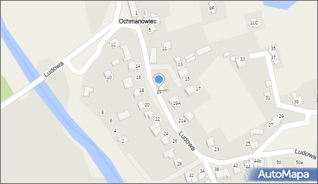 Kaniów, Ludowa, 19, mapa Kaniów