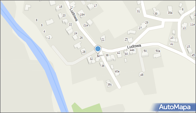 Kaniów, Ludowa, 34, mapa Kaniów