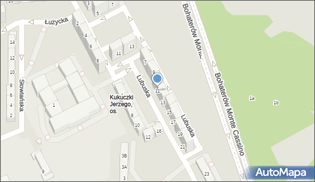 Katowice, Lubuska, 11, mapa Katowic