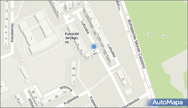 Katowice, Lubuska, 16, mapa Katowic