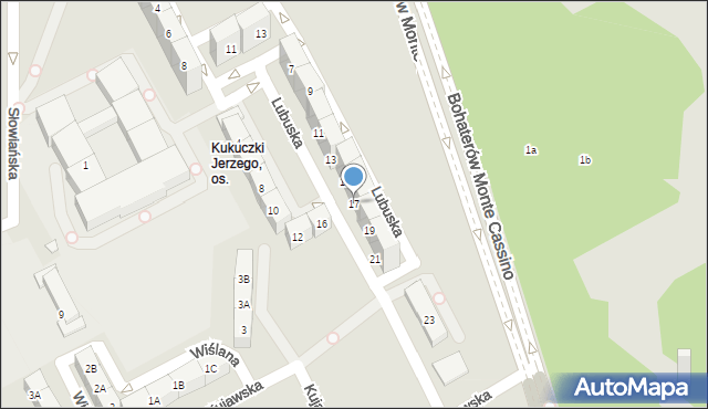 Katowice, Lubuska, 17, mapa Katowic