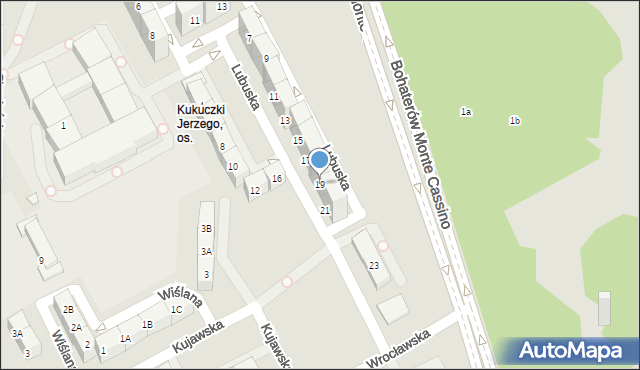 Katowice, Lubuska, 19, mapa Katowic