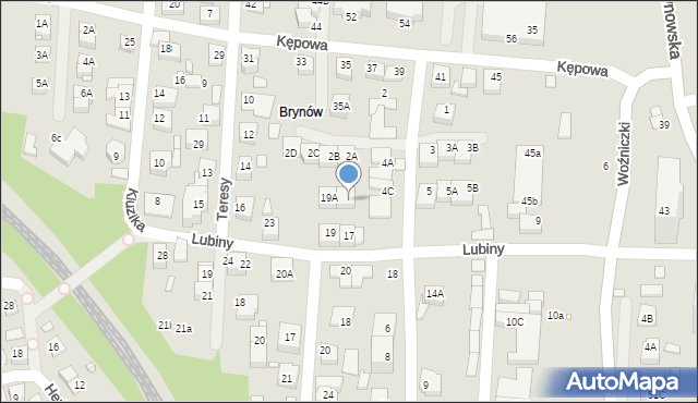 Katowice, Lubiny, 19B, mapa Katowic