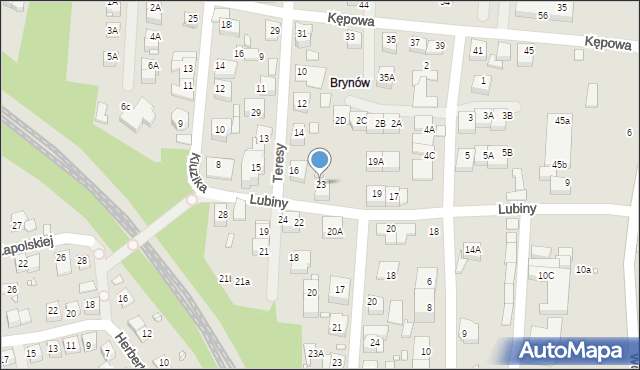 Katowice, Lubiny, 23, mapa Katowic