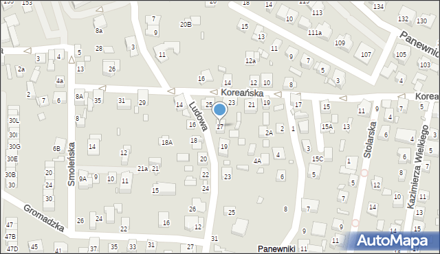 Katowice, Ludowa, 17, mapa Katowic