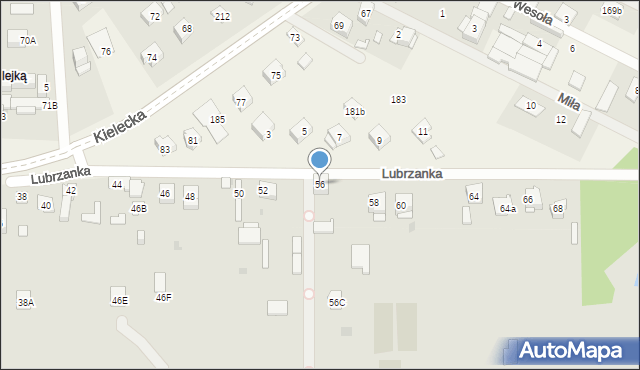 Kielce, Lubrzanka, 56, mapa Kielc