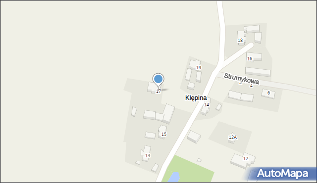 Klępina, Lubuska, 17, mapa Klępina