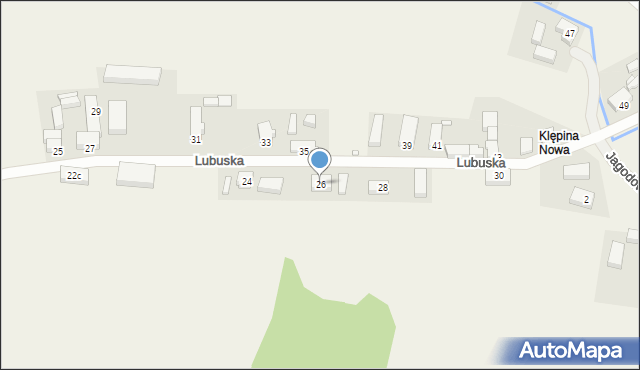 Klępina, Lubuska, 26, mapa Klępina