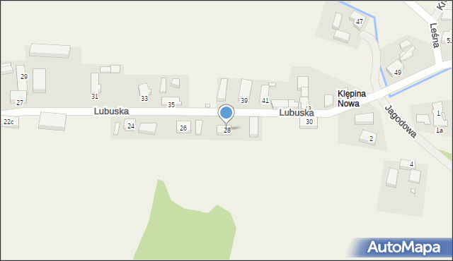 Klępina, Lubuska, 28, mapa Klępina