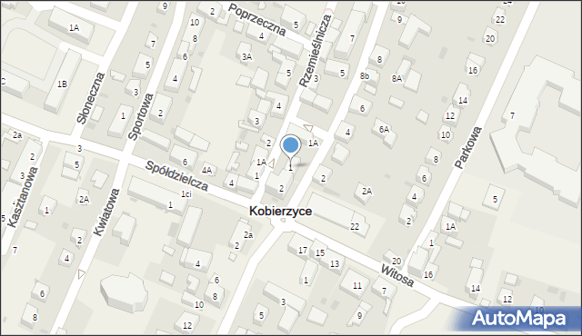 Kobierzyce, Ludowa, 1, mapa Kobierzyce