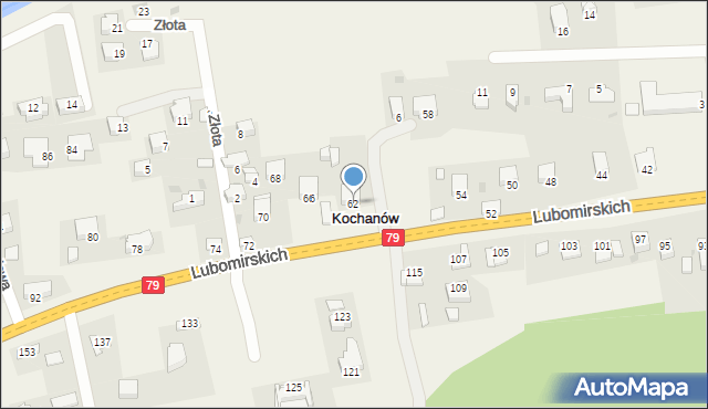 Kochanów, Lubomirskich, 62, mapa Kochanów