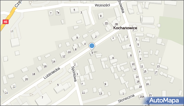 Kochanowice, Lubliniecka, 3, mapa Kochanowice