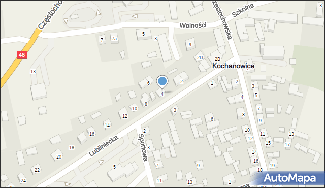 Kochanowice, Lubliniecka, 4, mapa Kochanowice