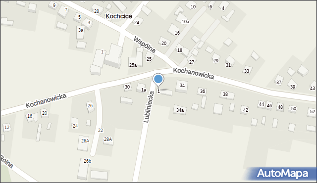 Kochcice, Lubliniecka, 1, mapa Kochcice