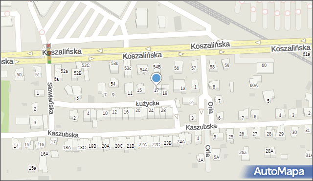 Kołobrzeg, Łużycka, 17, mapa Kołobrzegu