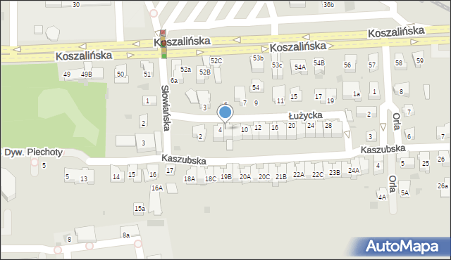 Kołobrzeg, Łużycka, 6, mapa Kołobrzegu