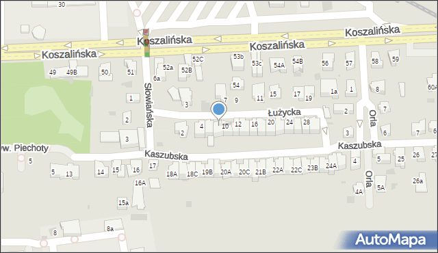 Kołobrzeg, Łużycka, 8, mapa Kołobrzegu