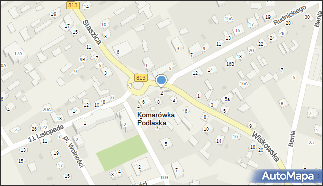 Komarówka Podlaska, Lubelska, 2, mapa Komarówka Podlaska