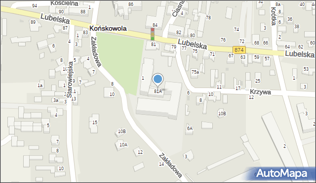 Końskowola, Lubelska, 81A, mapa Końskowola