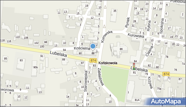 Końskowola, Lubelska, 88, mapa Końskowola