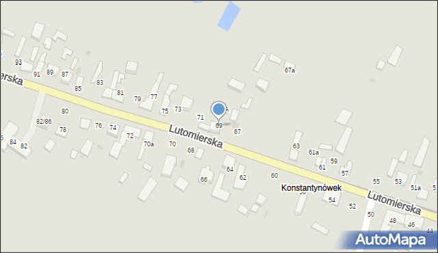 Konstantynów Łódzki, Lutomierska, 69, mapa Konstantynów Łódzki