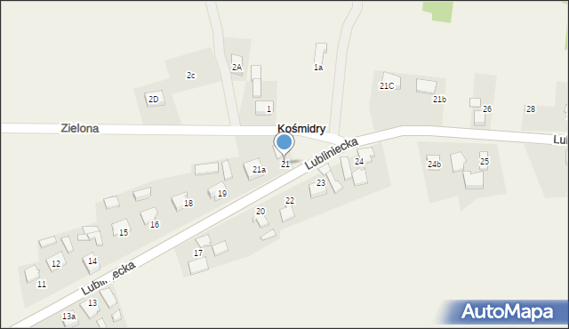 Kośmidry, Lubliniecka, 21, mapa Kośmidry