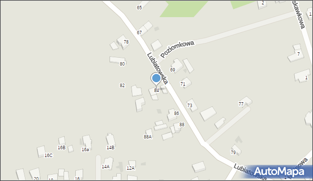 Koszalin, Lubiatowska, 84, mapa Koszalina