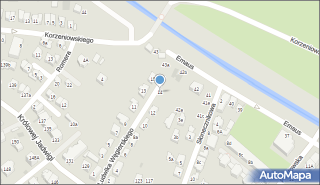 Kraków, Ludwika Węgierskiego, 14, mapa Krakowa