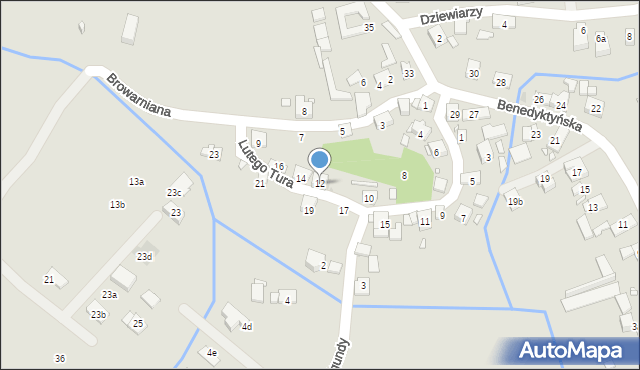 Kraków, Lutego Tura, 12, mapa Krakowa