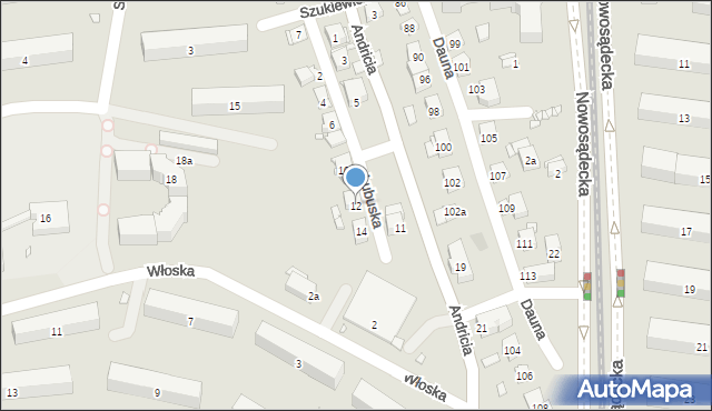 Kraków, Lubuska, 12, mapa Krakowa