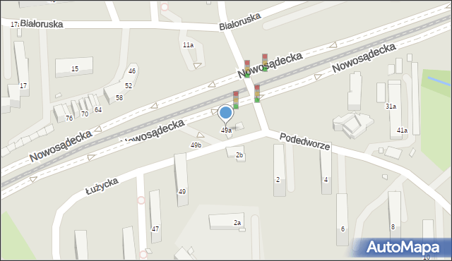 Kraków, Łużycka, 49a, mapa Krakowa