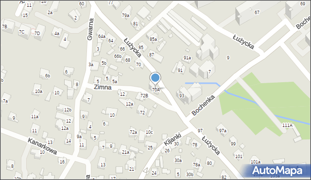 Kraków, Łużycka, 70A, mapa Krakowa